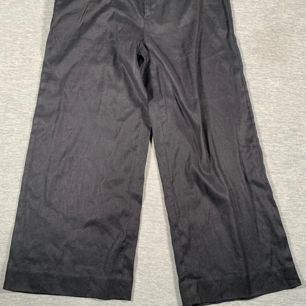 Banana Republic‎ Pants Womens 6 Black Linen Blend Wide Leg Cropped Trousers Work